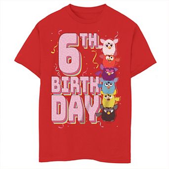 Boys 8-20 Furby 6th Birthday Totem Tee