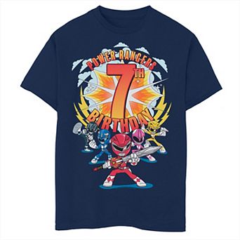 Boys 8-20 Power Rangers Group Shot 7th Birthday Tee