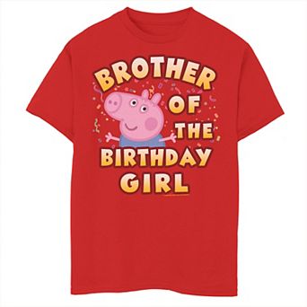 Boys 8-20 Peppa Pig Brother Of The Birthday Girl Tee