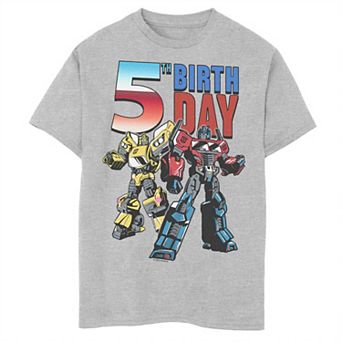 Boys 8-20 Transformers Bumblebee Optimus Prime 5th Birthday Tee
