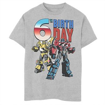 Boys 8-20 Transformers Bumblebee Optimus Prime 6th Birthday Tee