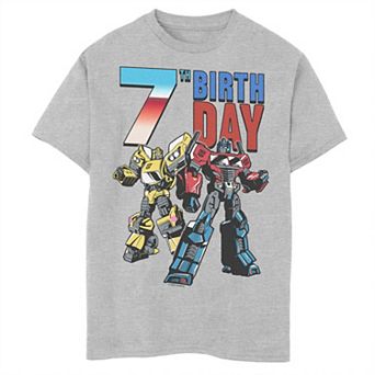 Boys 8-20 Transformers Bumblebee Optimus Prime 7th Birthday Tee