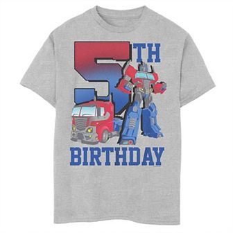 Boys 8-20 Transformers Optimus Prime 5th Birthday Tee