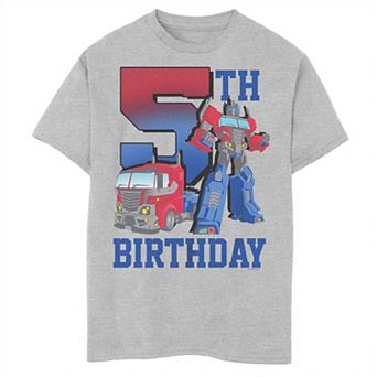 Boys 8-20 Transformers Optimus Prime 5th Birthday Tee