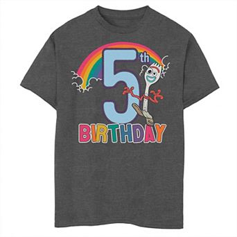 Disney / Pixar Toy Story 4 Boys 8-20 Forky 5th Rainbow Birthday Husky Tee