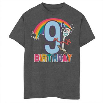 Disney / Pixar Toy Story 4 Boys 8-20 Forky 9th Rainbow Birthday Husky Tee