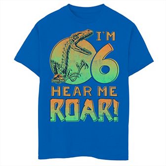 Boys Jurassic Park Velociraptor Roaring 6 Years Old Birthday Graphic Tee