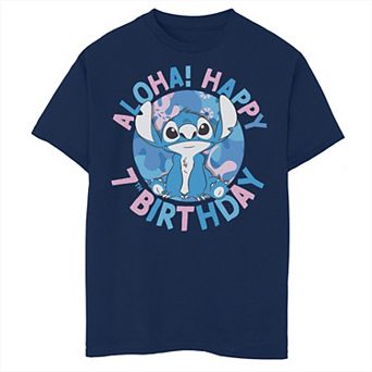Disney's Lilo & Stitch Boys 8-20 Aloha Happy 7th Birthday Husky Tee