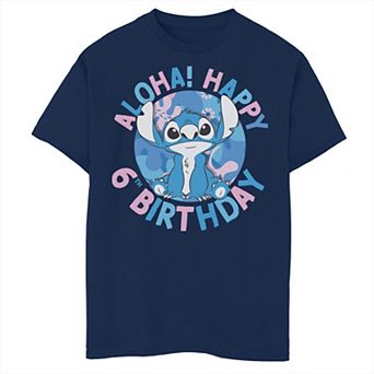 Disney's Lilo & Stitch Boys 8-20 Aloha Happy 6th Birthday Husky Tee