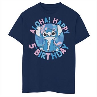 Disney's Lilo & Stitch Boys 8-20 Aloha Happy 5th Birthday Husky Tee