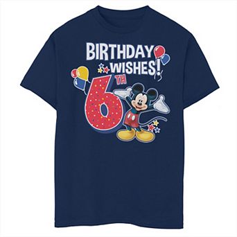 Disney's Mickey & Friends Boys 8-20 6th Birthday Wishes Husky Tee