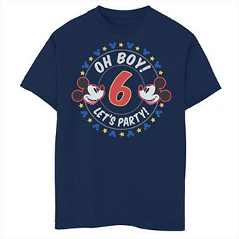 Disney's Mickey & Friends Boys 8-20 Oh Boy Let's Party 6th Birthday Husky Tee