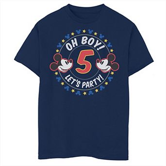 Disney's Mickey & Friends Boys 8-20 Oh Boy Let's Party 5th Birthday Husky Tee