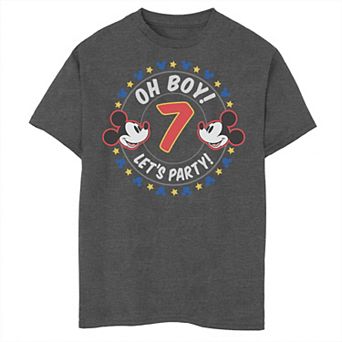 Disney's Mickey & Friends Boys 8-20 Oh Boy Let's Party 7th Birthday Husky Tee