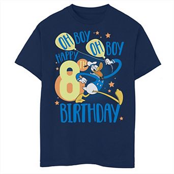 Disney's Donald Duck Boys 8-20 Happy 8th Birthday Oh Boy Oh Boy Husky Tee