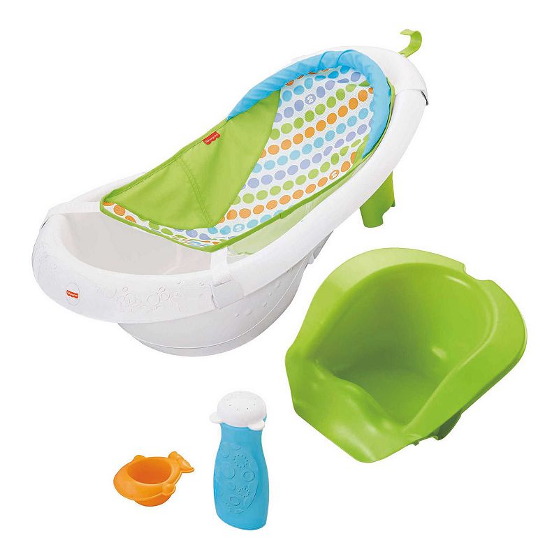 Fisher-Price Baby Bath Tub  4-in-1 Newborn to Toddler Tub with Bath Toys  Sling ‘n Seat Tub  Green