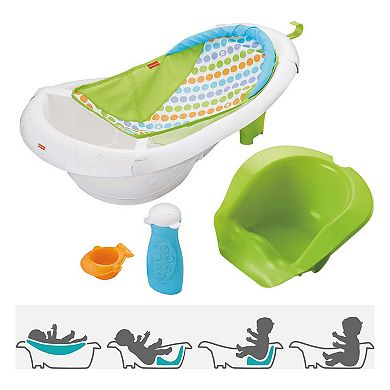 Fisher-Price Baby Bath Tub, 4-In-1 Newborn To Toddler Tub With Bath Toys, Sling ‘N Seat Tub