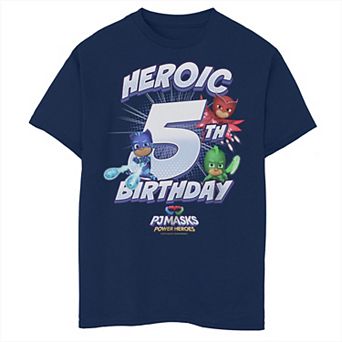 Boys PJ Masks Power Heroes Heroic 5th Birthday Graphic Tee