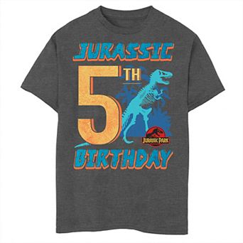 Boys Jurassic Park 5th Birthday T Rex Husky Graphic Tee