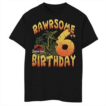 Boys Jurassic Park Rawrsome 6th Birthday Husky Graphic Tee