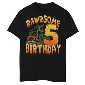 Boys Jurassic Park Rawrsome 5th Birthday Husky Graphic Tee