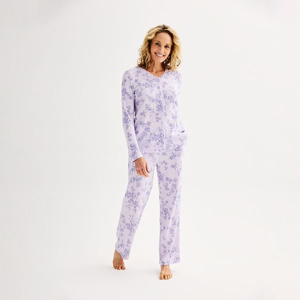 Women s Croft Barrow 2 Piece Long Sleeve Pajama Top and Pajama