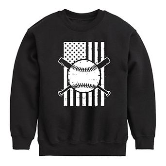 Boys 8-20 Baseball Flag Crew Fleece Sweatshirt