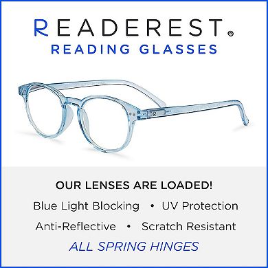 Round Shape Blue Light Blocking Reading Glasses (light Blue, 150 Magnification) - Computer