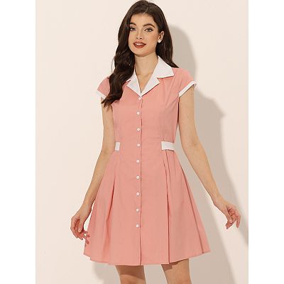 contrast collar shirt dress Pink Coast Petite Lace Shirt Dress With Contrast Collar