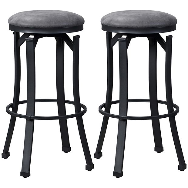 HOMCOM Bar Stools Set of 2 Vintage Barstools with Footrest