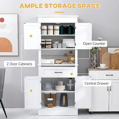 Tall Colonial Style Kitchen Storage Space Organizer W/ Changeable Shelves, Home