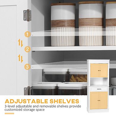 Tall Colonial Style Kitchen Storage Space Organizer W/ Changeable Shelves, Home