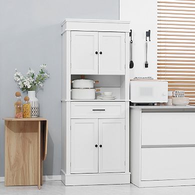 Tall Colonial Style Kitchen Storage Space Organizer W/ Changeable Shelves, Home