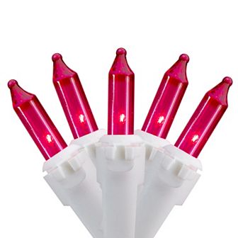 100-Count Pink Mini Christmas Lights - 20.25ft White Wire