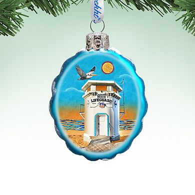 Designocracy Laguna Beach Tower Mercury Glass Ornament by G. DeBrekht Coastal Holiday Decor