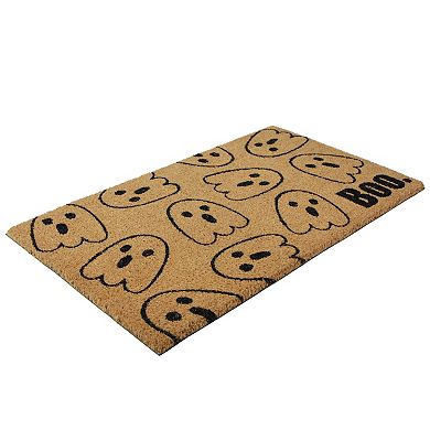 Natural Coir Boo with Ghosts Halloween Doormat 18" x 30"