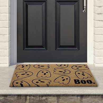 Natural Coir Boo with Ghosts Halloween Doormat 18" x 30"