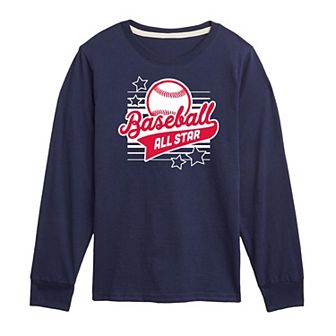 Boys 8-20 Baseball All-Star Long Sleeve Graphic Tee