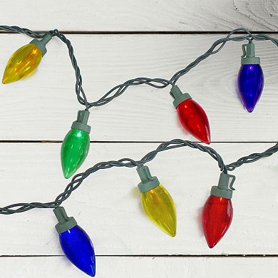 50 Count Multi-Color Transparent LED C9 Christmas Lights 17 ft Green Wire