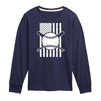 Boys 8-20 Baseball Flag Long Sleeve Graphic Tee