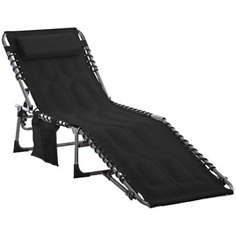 Outsunny Outdoor Folding Chaise Lounge Chair with Adjustable Backrest Black