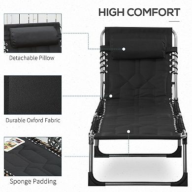 Outsunny Outdoor Folding Chaise Lounge Chair with Adjustable Backrest Black