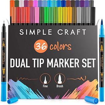 Zulay Kitchen 36 Colored Dual Tip Brush Pens