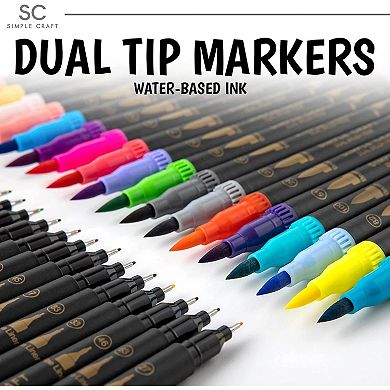 Zulay Kitchen 36 Colored Dual Tip Brush Pens