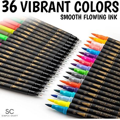 Zulay Kitchen 36 Colored Dual Tip Brush Pens