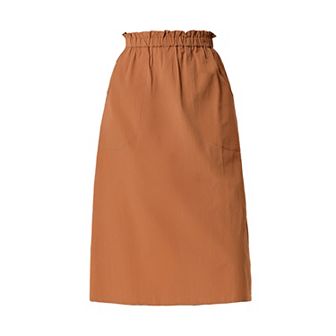 Women's Solid Color Peasant Elastic Waist Ruffle Midi Skirt
