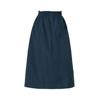 Women's Solid Color Peasant Elastic Waist Ruffle Midi Skirt