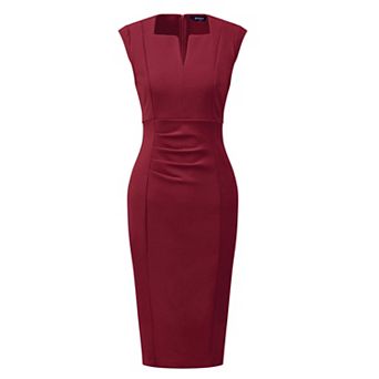 Women's Sheath Dress V Neck Sleeveless Elegant Office Dresses