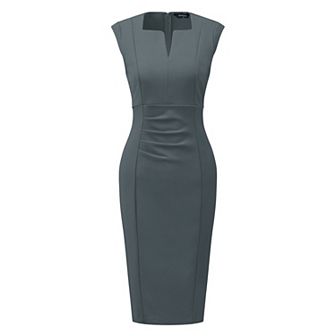 Women's Sheath Dress V Neck Sleeveless Elegant Office Dresses