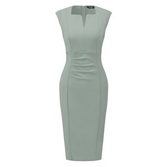 Women's Sheath Dress V Neck Sleeveless Elegant Office Dresses